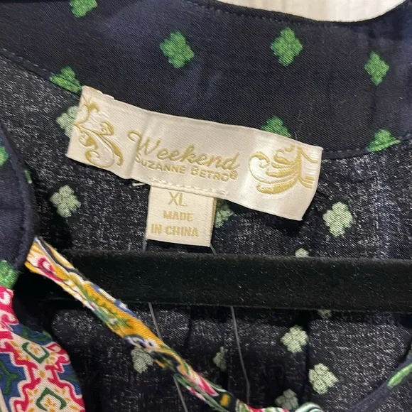 Suzanne Betro Black and Multicolor Boho Blouse - Picture 2 of 5